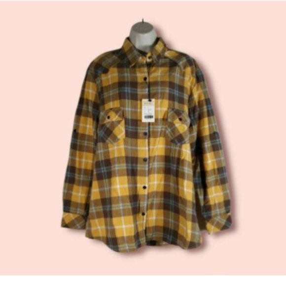 MATCHSTICK Argus Womens Plaid Shirt Flannel L/S Button Roll Sleeves/Sides XXL - Picture 3 of 8